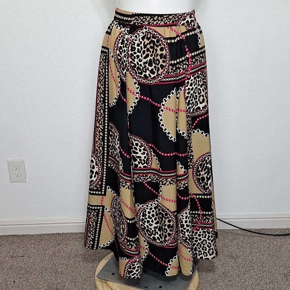 Cato NEW Multicolor Pin Up Leopard Chain Print Mobwife Maxi Skirt Size 22/24W